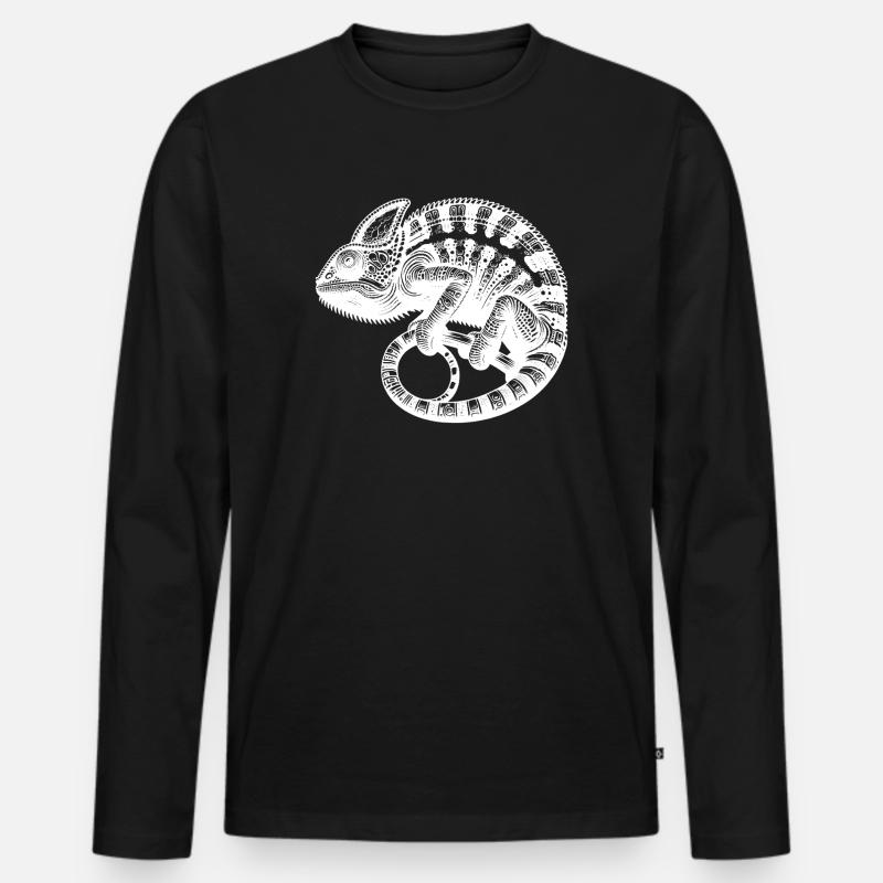Süsses Chamäleon im Tarnmodus - Männer Premium Bio Langarmshirt - Schwarz