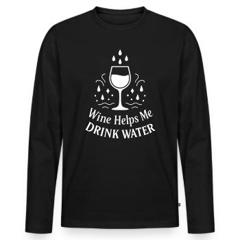 Logique vin-eau - T-shirt manches longues Premium bio Homme - noir - Devant - Nico (187cm)