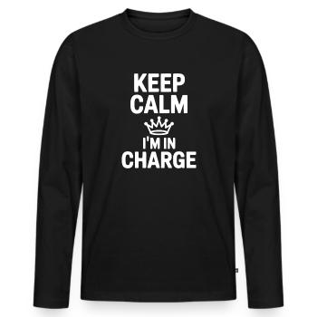 Keep Calm I’m in Charge - Men's Premium Organic Long Sleeve Shirt - black - Front - Nico (187cm)