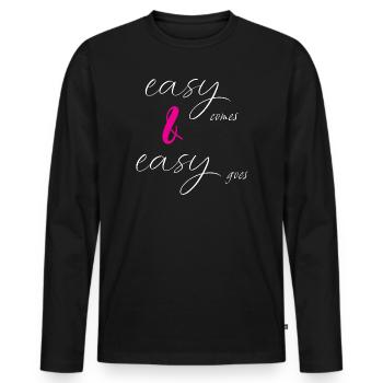 easy comes & easy goes - Männer Premium Bio Langarmshirt - Schwarz - Vorne - Nico (187cm)