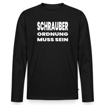 Schrauber - Männer Premium Bio Langarmshirt - Schwarz - Vorne - Nico (187cm)