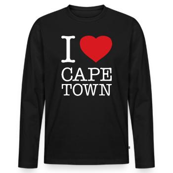 I love Cape Town Kapstadt - Men's Premium Organic Long Sleeve Shirt - black - Front - Nico (187cm)