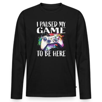 I paused my game – colored gamepad - Men's Premium Organic Long Sleeve Shirt - black - Front - Nico (187cm)