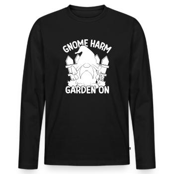 Gnome Costume Men Gnome Harm Garden On Gnome - Men's Premium Organic Long Sleeve Shirt - black - Front - Nico (187cm)