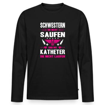 Nurse Gifts Nursing Funny Nurse - Men's Premium Organic Long Sleeve Shirt - black - Front - Nico (187cm)