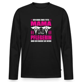 Maman et aidante - T-shirt manches longues Premium bio Homme - noir - Devant - Nico (187cm)