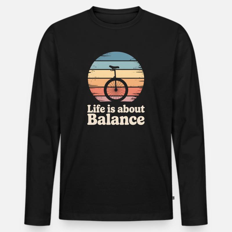 Einrad - Männer Premium Bio Langarmshirt - Schwarz