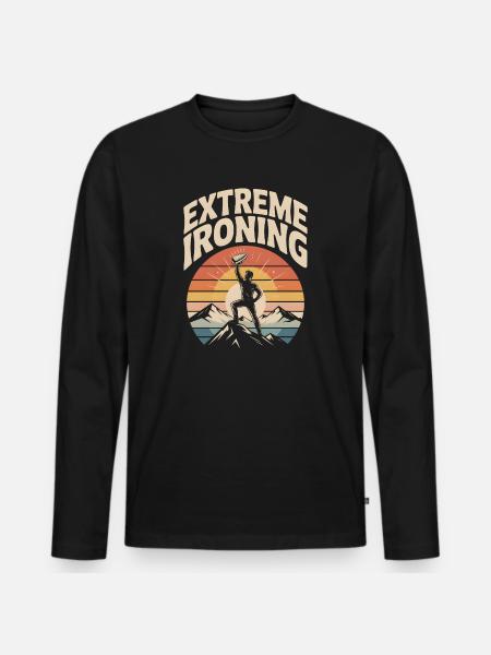 Extreme Ironing Mountaineering - Men's Premium Organic Long Sleeve Shirt - black