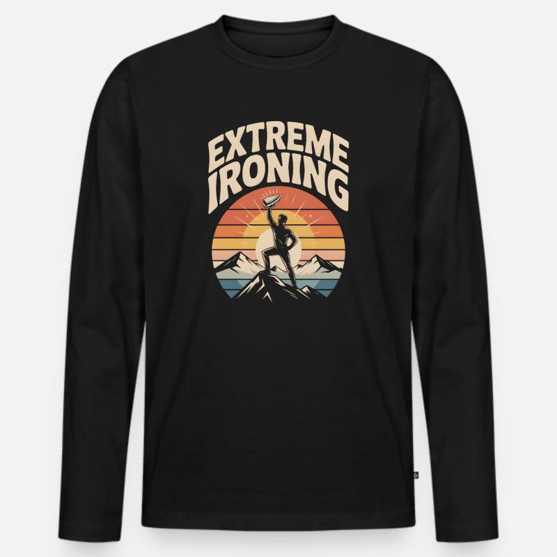 Extreme Ironing Bergsteigen - Männer Premium Bio Langarmshirt - Schwarz
