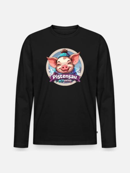 Pistensau Activated Winter Scene Apreski Party - Men's Premium Organic Long Sleeve Shirt - black