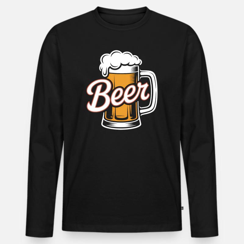 Bier – Cool Beer Logo - Männer Premium Bio Langarmshirt - Schwarz