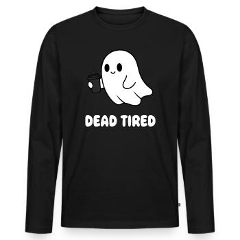 Coffee Ghost Tired Ghost with Mug - Men's Premium Organic Long Sleeve Shirt - black - Front - Nico (187cm)