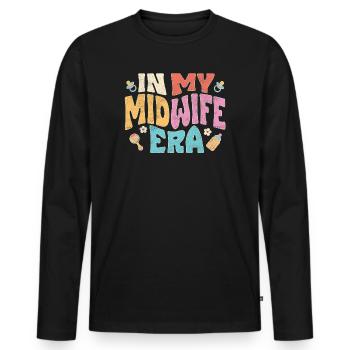 À mon époque de sage-femme - T-shirt manches longues Premium bio Homme - noir - Devant - Nico (187cm)