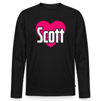 I Love Scott Pinkes Herz Ich liebe Scott - Männer Premium Bio Langarmshirt - Schwarz - Vorne - Nico (187cm)