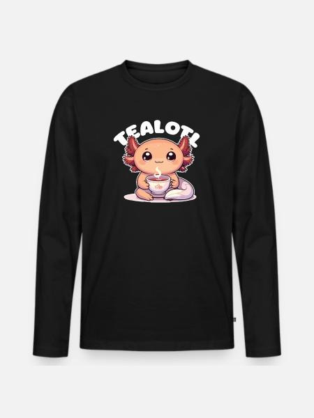 Cute Axolotl Tea Pun Tealotl - Men's Premium Organic Long Sleeve Shirt - black
