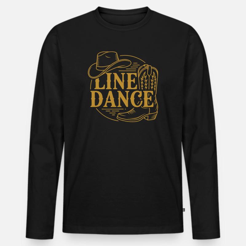 Line Dance Logo - Männer Premium Bio Langarmshirt - Schwarz