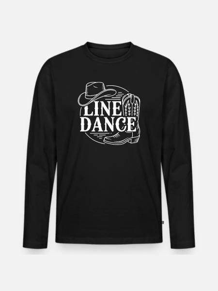 Line Dance Western Boat Sketch - Men's Premium Organic Long Sleeve Shirt - black