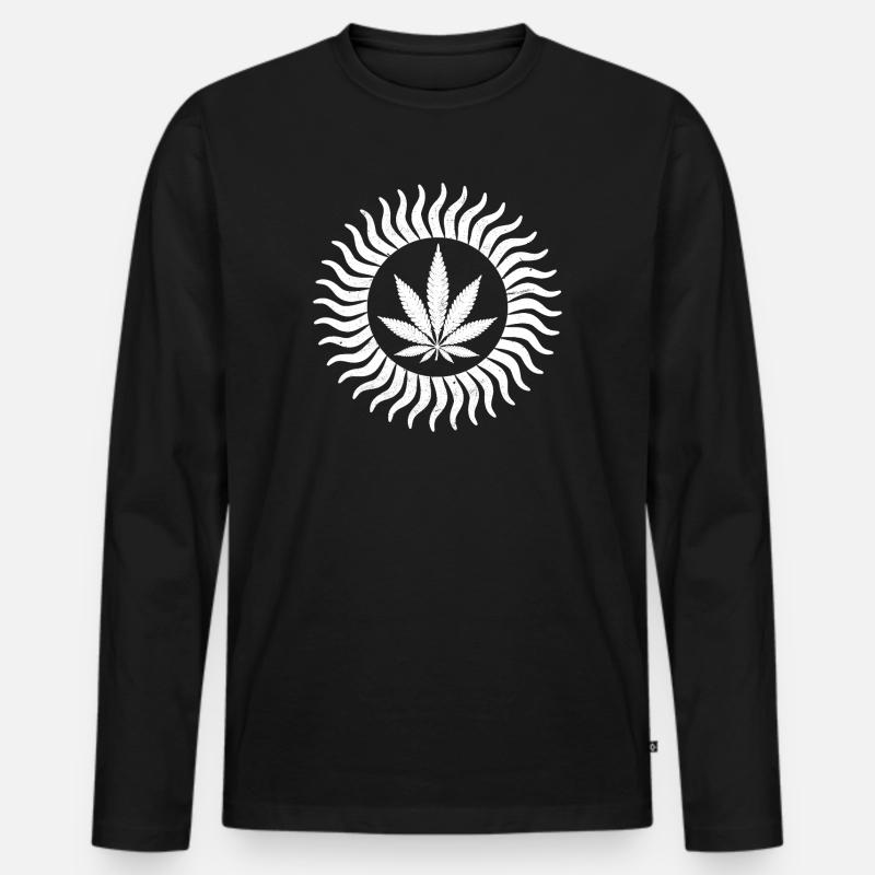 Ein weißes Cannabisblatt-Sonnendesign - Männer Premium Bio Langarmshirt - Schwarz