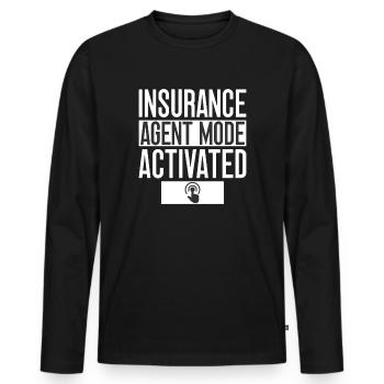 Mode costume d’agent d’assurance Mode Medicare activé - T-shirt manches longues Premium bio Homme - noir - Devant - Nico (187cm)