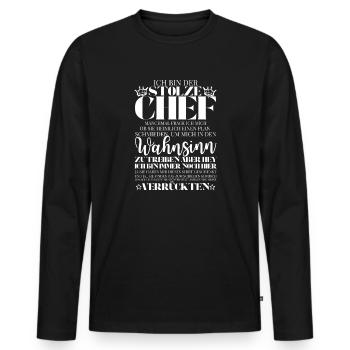 Chef dieses verrückten Haufens – Witziger Spruch - Männer Premium Bio Langarmshirt - Schwarz - Vorne - Nico (187cm)