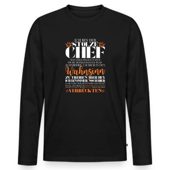 Chef eines verrückten Teams – Männer Spruch - Men's Premium Organic Long Sleeve Shirt - black - Front - Nico (187cm)