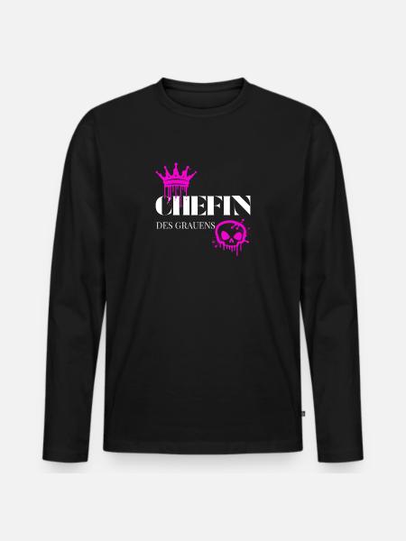 Chefin des Grauens – Witziger Frauen Spruch - Men's Premium Organic Long Sleeve Shirt - black