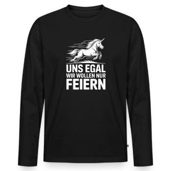  Uns Egal Wir Wollen Nur Feiern Einhorn Party - Männer Premium Bio Langarmshirt - Schwarz - Vorne - Nico (187cm)