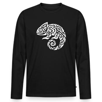 Déguisement de tatouage caméléon - T-shirt manches longues Premium bio Homme - noir - Devant - Nico (187cm)