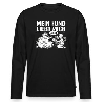 T-shirt chien pour hommes - Mon chien m’adore dire - T-shirt manches longues Premium bio Homme - noir - Devant - Nico (187cm)