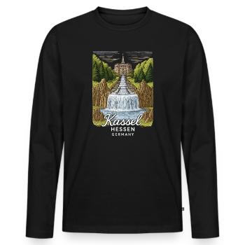 Kassel - T-shirt manches longues Premium bio Homme - noir - Devant - Nico (187cm)