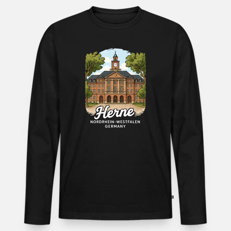 Herne - Männer Premium Bio Langarmshirt - Schwarz
