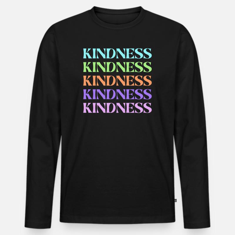 Freundlichkeit Regenbogen gestapelter Text - Männer Premium Bio Langarmshirt - Schwarz