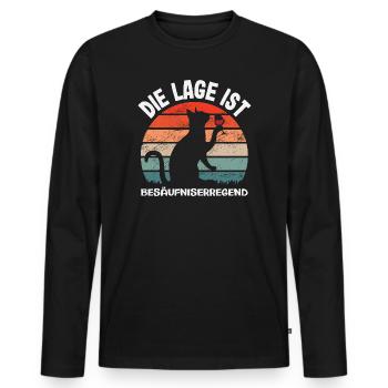 The situation is drunken, cat - Men's Premium Organic Long Sleeve Shirt - black - Front - Nico (187cm)
