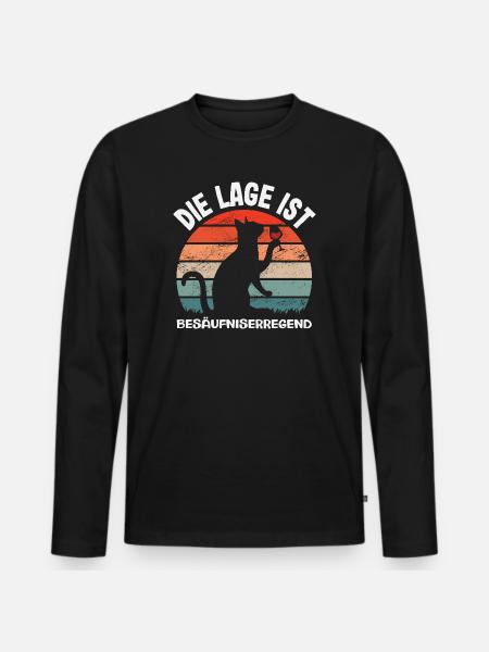 The situation is drunken, cat - Men's Premium Organic Long Sleeve Shirt - black