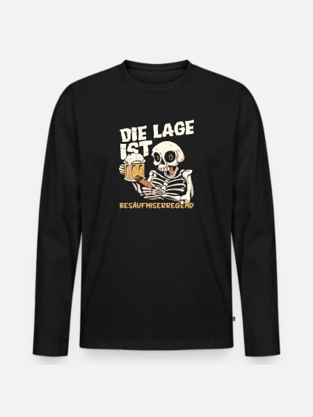The situation is drunken, skeleton - Men's Premium Organic Long Sleeve Shirt - black