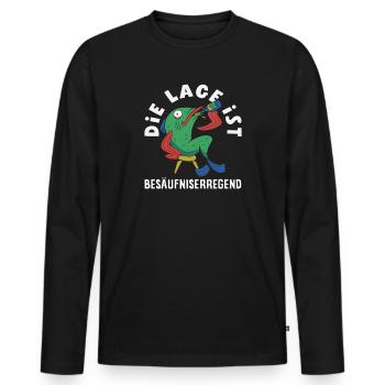 The location is drunken fish - Men's Premium Organic Long Sleeve Shirt - black - Front - Nico (187cm)