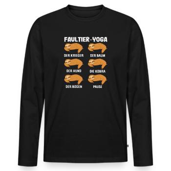 Sloth Yoga Routine Sports Gift - Men's Premium Organic Long Sleeve Shirt - black - Front - Nico (187cm)