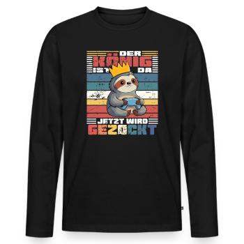 Le Roi qui joue - T-shirt manches longues Premium bio Homme - noir - Devant - Nico (187cm)