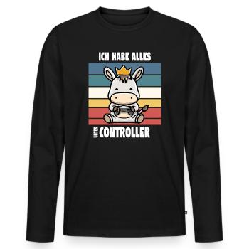 ich habe alles unter controller - Männer Premium Bio Langarmshirt - Schwarz - Vorne - Nico (187cm)