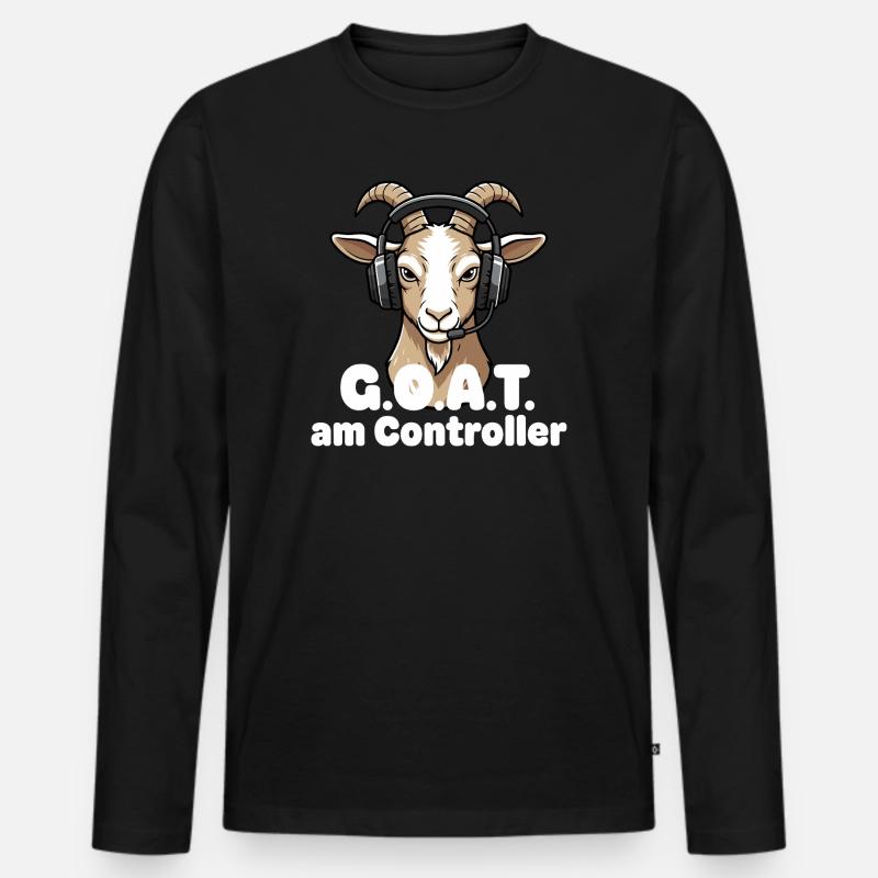 GOAT am Controller - Männer Premium Bio Langarmshirt - Schwarz