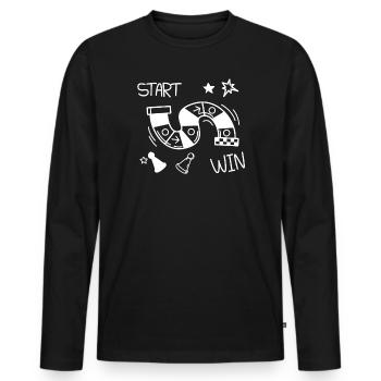 Jeu de société Start Win Arcade - T-shirt manches longues Premium bio Homme - noir - Devant - Nico (187cm)