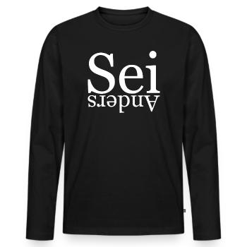 Être différent - T-shirt manches longues Premium bio Homme - noir - Devant - Nico (187cm)