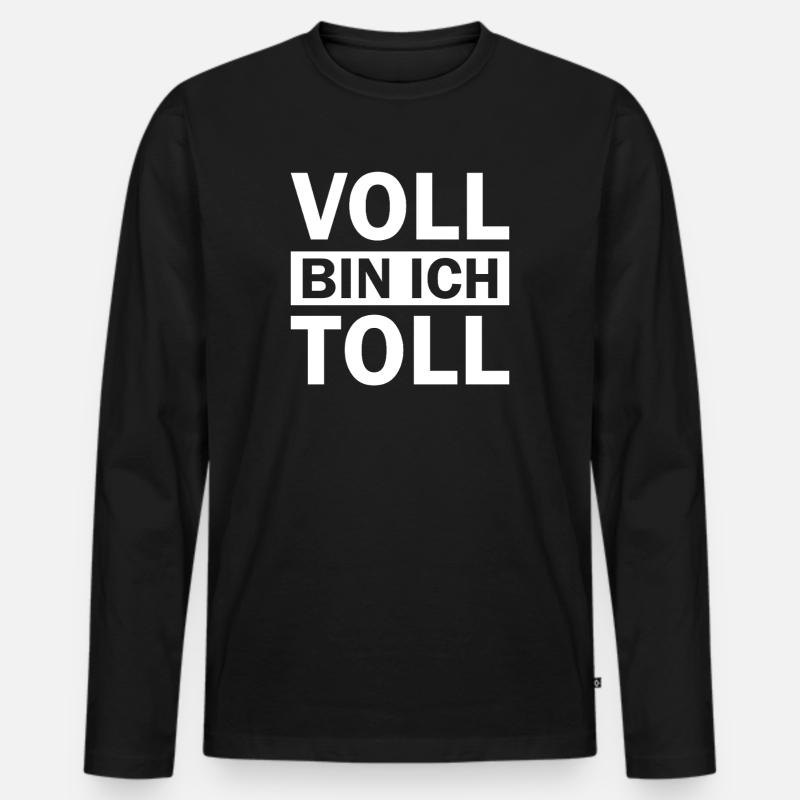 Voll bin ich toll - Männer Premium Bio Langarmshirt - Schwarz
