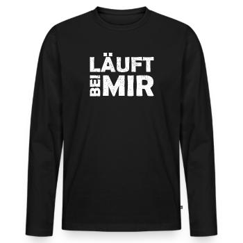 Runs with me - Cool saying - Running - Men's Premium Organic Long Sleeve Shirt - black - Front - Nico (187cm)