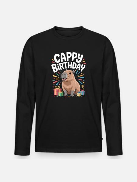 Capybara Birthday Cappy Birthday Funny Capy - Men's Premium Organic Long Sleeve Shirt - black