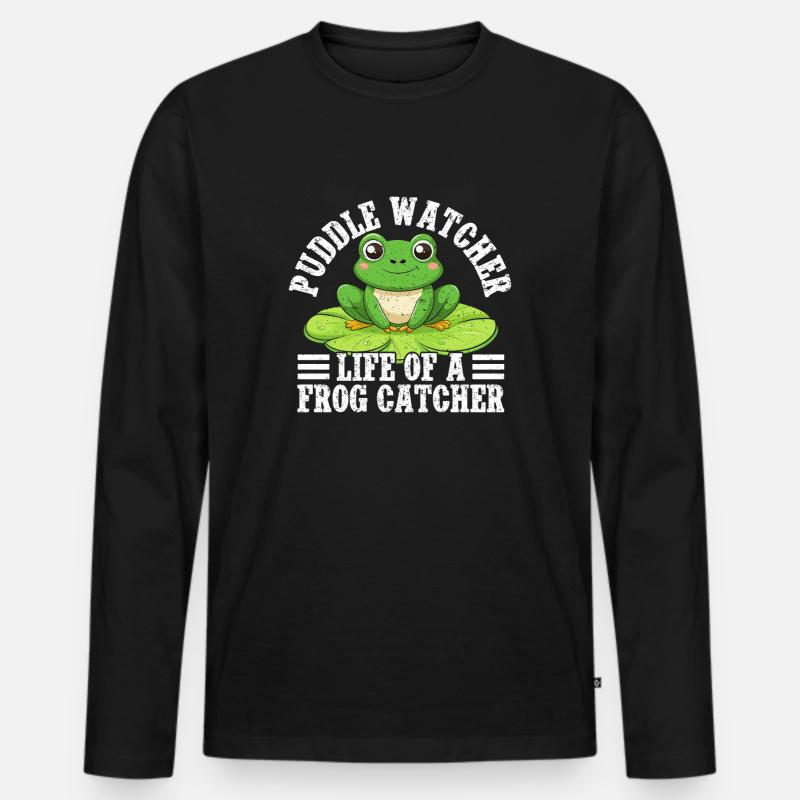 Frog Catcher Puddle Watcher Frog - Männer Premium Bio Langarmshirt - Schwarz