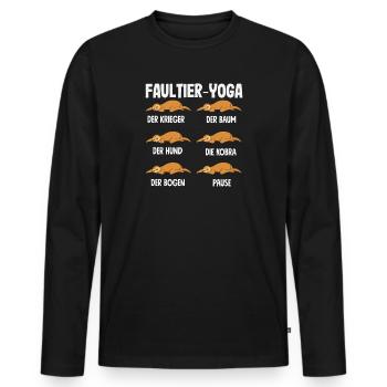 Sloth Yoga Routine Sports Gift - Men's Premium Organic Long Sleeve Shirt - black - Front - Nico (187cm)