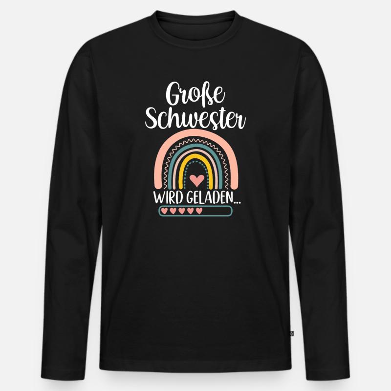 Große Schwester Wird Geladen Rainbow - Männer Premium Bio Langarmshirt - Schwarz