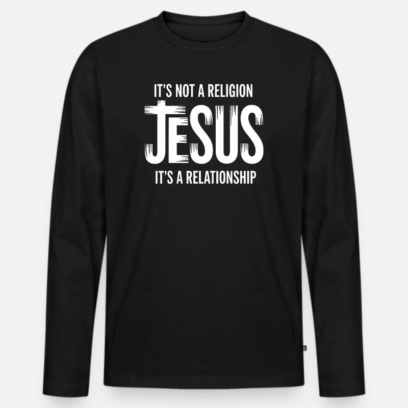 Jesus Beziehungs-T-Design - Männer Premium Bio Langarmshirt - Schwarz