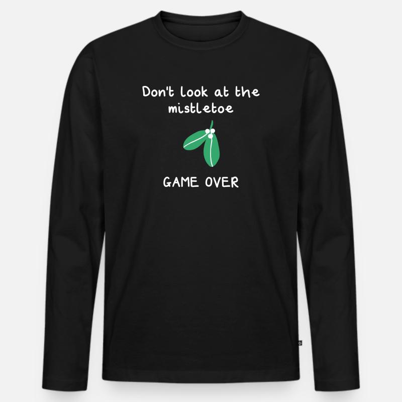 Mistelzweig Spiel vorbei - Männer Premium Bio Langarmshirt - Schwarz